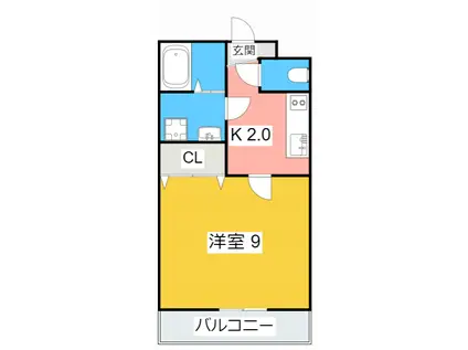 アンプルール リーブル 田園(1K/2階)の間取り写真