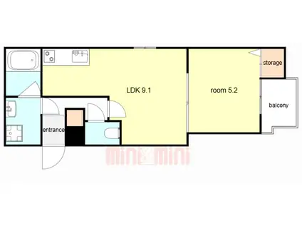 アクロス大和田アパートメントII(1LDK/1階)の間取り写真