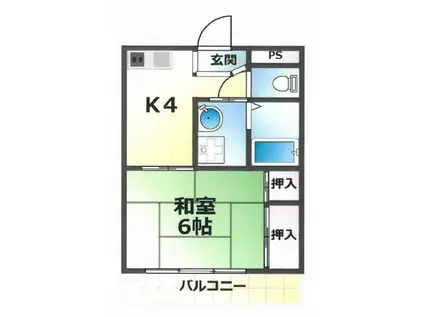 ERメゾンくすのき(1DK/3階)の間取り写真