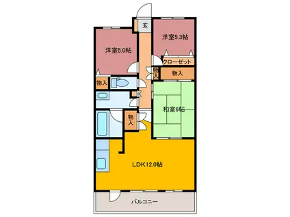 ベルクリア(3LDK/4階)の間取り写真
