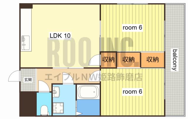 ピュア東姫路(2LDK/2階)の間取り写真