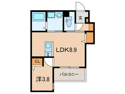 アンレーヴ九工大前(1LDK/3階)の間取り写真