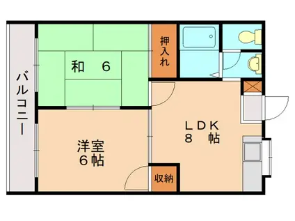 あさひハイツ(2LDK/4階)の間取り写真