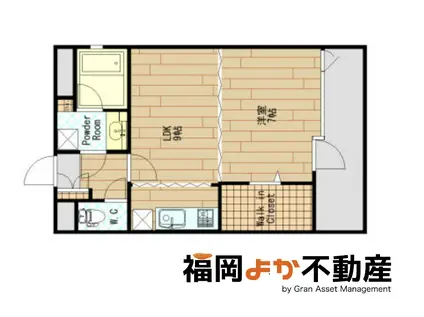 ステイツ天神東II(1LDK/6階)の間取り写真