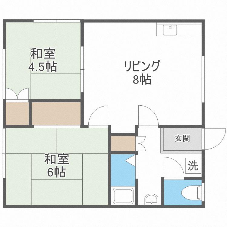 コーポあおば(2DK/2階)の間取り写真