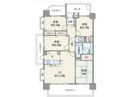 グランレイム赤池(3SLDK/11階)の間取り写真