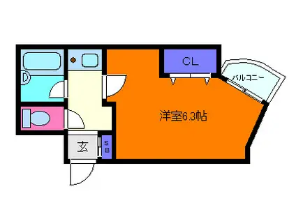 ヤングリーブス岡本(1K/2階)の間取り写真