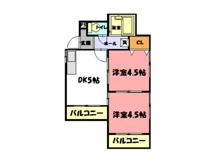 シーライフ東二見(2DK/2階)の間取り写真