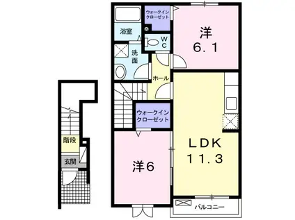 メゾンドソレイユK(2LDK/2階)の間取り写真