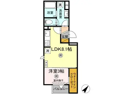 エストレアA(1LDK/2階)の間取り写真