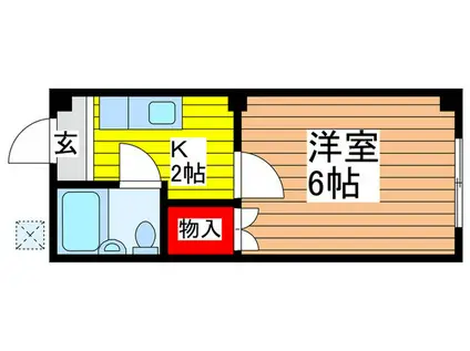 ハイツ北与野(1K/2階)の間取り写真