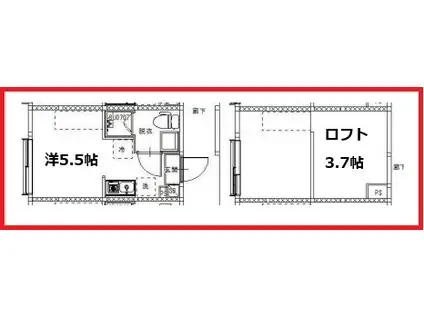 ビーエルエックスヒライ(ワンルーム/1階)の間取り写真
