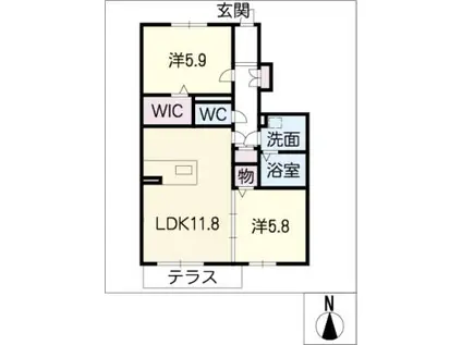 シュロス I(2LDK/1階)の間取り写真