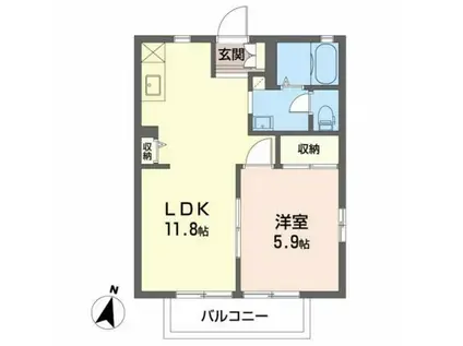 フォーデイズ(1LDK/1階)の間取り写真