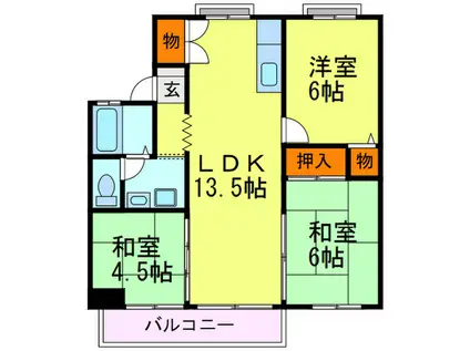 セジュール藤B棟(2LDK/1階)の間取り写真