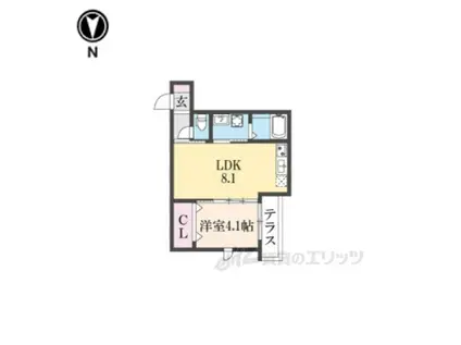 THERESIDENCEKYOTOHIG(1LDK/1階)の間取り写真
