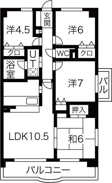 クレストヒルズ東山(4LDK/4階)の間取り写真