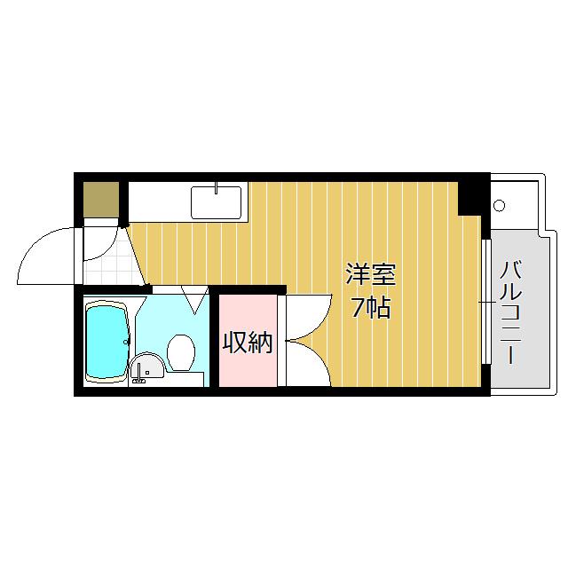レインボー田町(ワンルーム/3階)の間取り写真