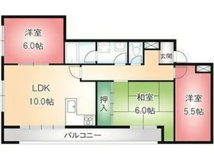 第5水光ビル(3LDK/9階)の間取り写真