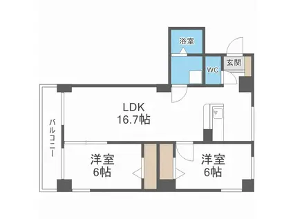 HILLTOP TOWER(2LDK/11階)の間取り写真