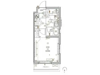 クレイシア目黒都立大学(1K/3階)の間取り写真