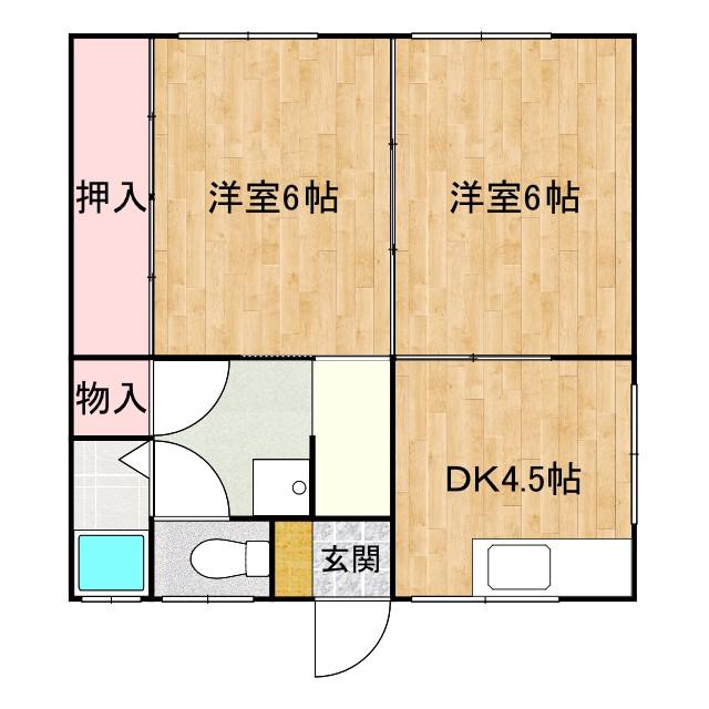 水呑向丘アパート(2DK/2階)の間取り写真