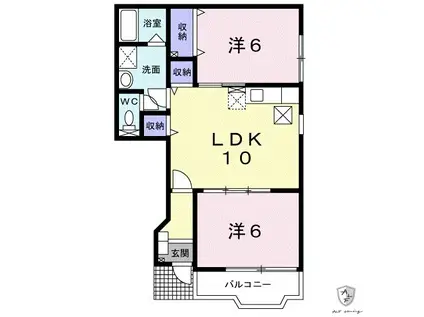 ロジュマン パルクII(2LDK/1階)の間取り写真