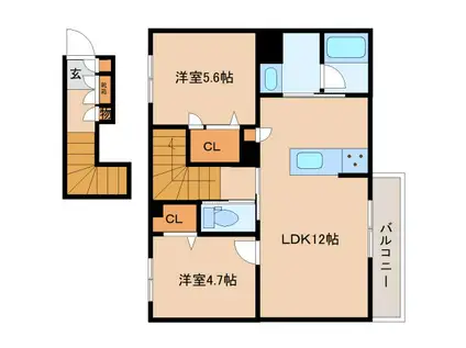 山陵プラザエー(2LDK/2階)の間取り写真