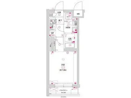 D.CLAREST CREST TAPP 二条(1K/2階)の間取り写真