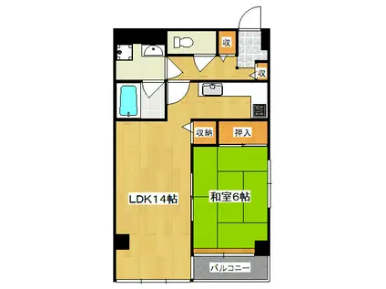 レトロマンションIV(1LDK/4階)の間取り写真