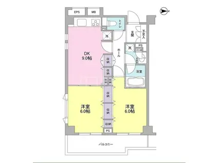 リバーレ蒲田仲六郷(2DK/1階)の間取り写真