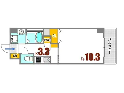 TEBURA INN船越(1K/5階)の間取り写真