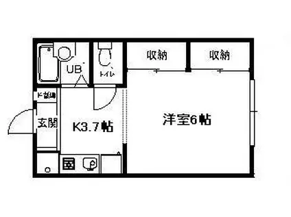 ピアハイツ旭(1K/1階)の間取り写真