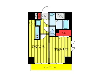 ベルコート(1DK/5階)の間取り写真