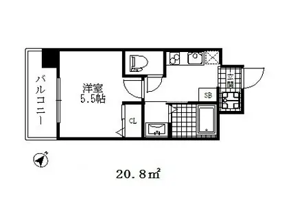 スプランディッド元町山手(1K/4階)の間取り写真