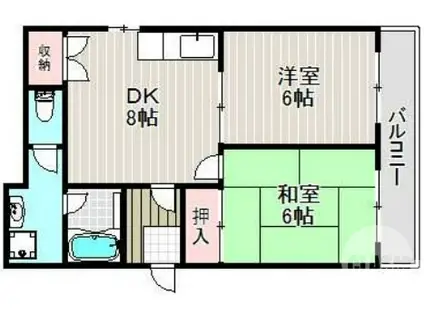 DWELL三国(2DK/2階)の間取り写真