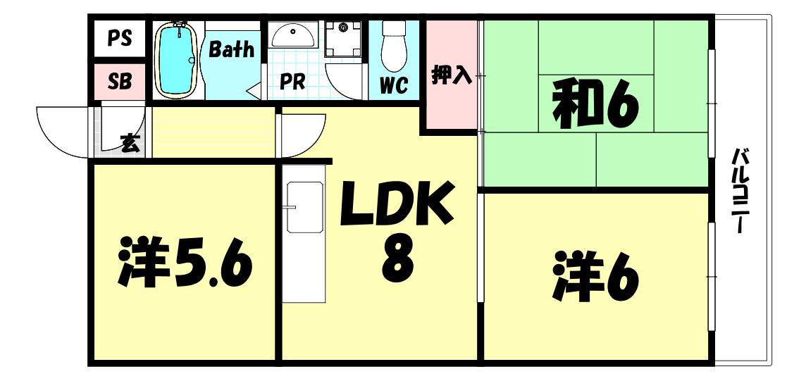 メゾン菊水(3LDK/3階)の間取り写真