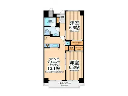 サン・クレスト(2LDK/7階)の間取り写真