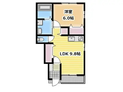 フロレンティーノ(1LDK/1階)の間取り写真