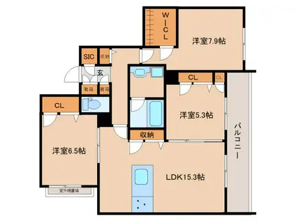 シャーメゾン オークルート奈良(3LDK/3階)の間取り写真