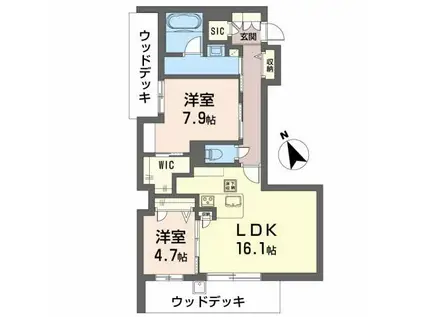 GRAN BLEU DE SASAOKA(2LDK/1階)の間取り写真