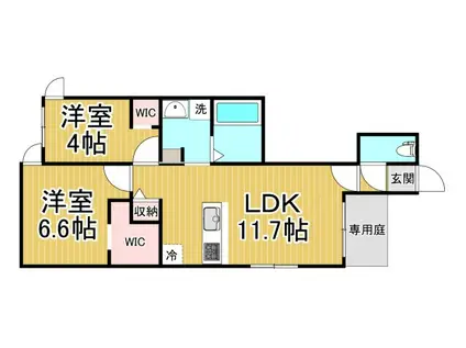 ブリアン西宮(2LDK/1階)の間取り写真