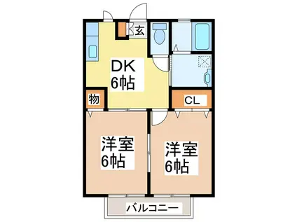 フォーシーズンズ大慶(2DK/1階)の間取り写真