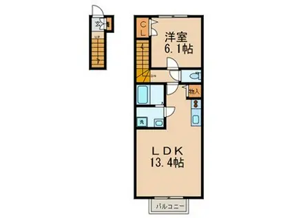 スカイシティ四つ木(1LDK/2階)の間取り写真
