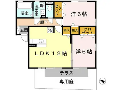 SORA(2LDK/1階)の間取り写真