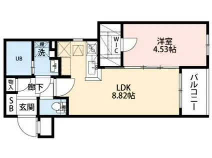 エクシア別府(1LDK/4階)の間取り写真