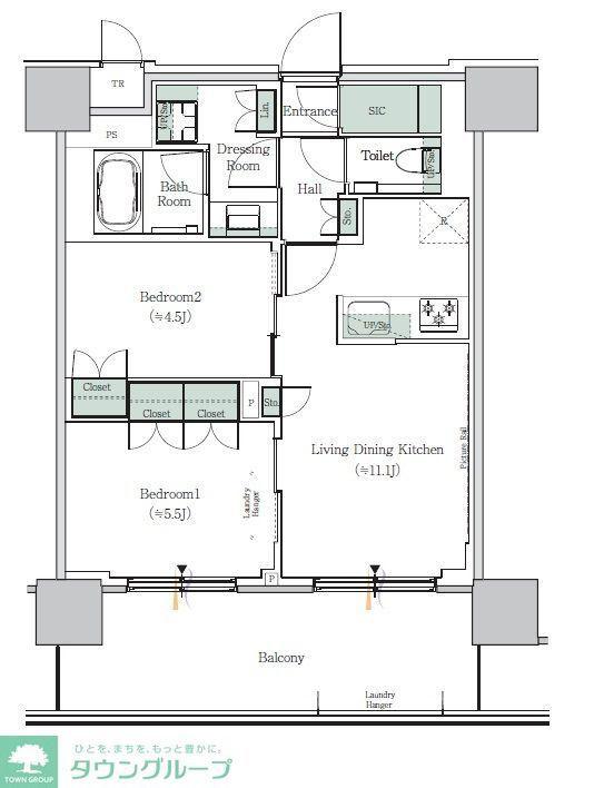 ONE ROOF RESIDENCE NISHI NIPPORI(2LDK/14階)の間取り写真