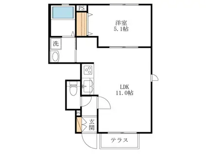 エルカミノ船橋(1LDK/1階)の間取り写真