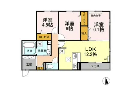 ピアチェーレアミカ(3LDK/1階)の間取り写真