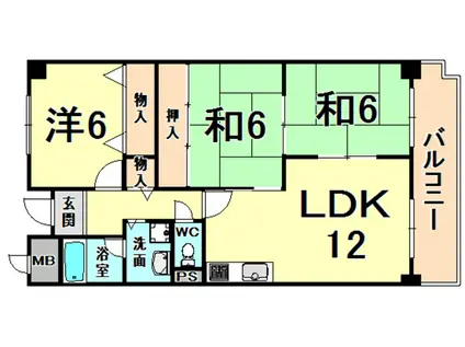 エスペーロ伊丹西(3LDK/5階)の間取り写真